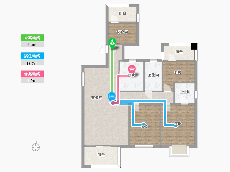 湖南省-长沙市-大唐印象建面121m²-96.80-户型库-动静线