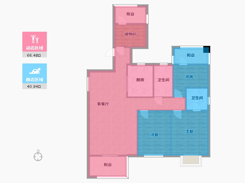 湖南省-长沙市-大唐印象建面121m²-96.80-户型库-动静分区