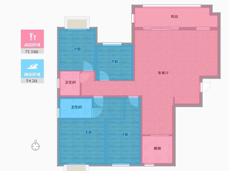 湖南省-长沙市-福晟钱隆公馆1号楼,3号楼建面142m²-114.34-户型库-动静分区