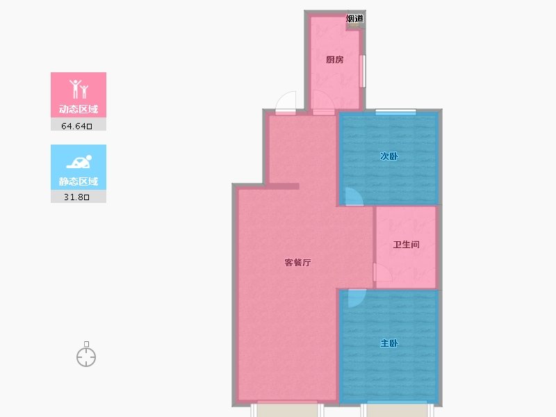 天津-天津市-新城和兴府惠璟花园8号楼建面110m²-87.88-户型库-动静分区