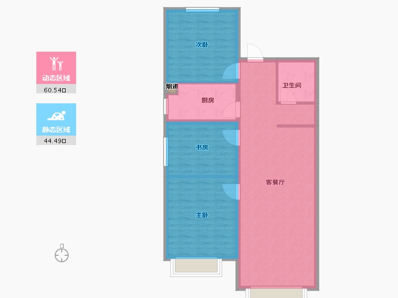 天津-天津市-新城和兴府惠璟花园8号楼建面120m²-95.88-户型库-动静分区