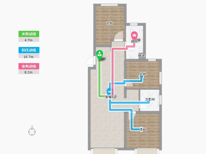 天津-天津市-新城和兴府惠璟花园11号楼建面105m²-83.87-户型库-动静线