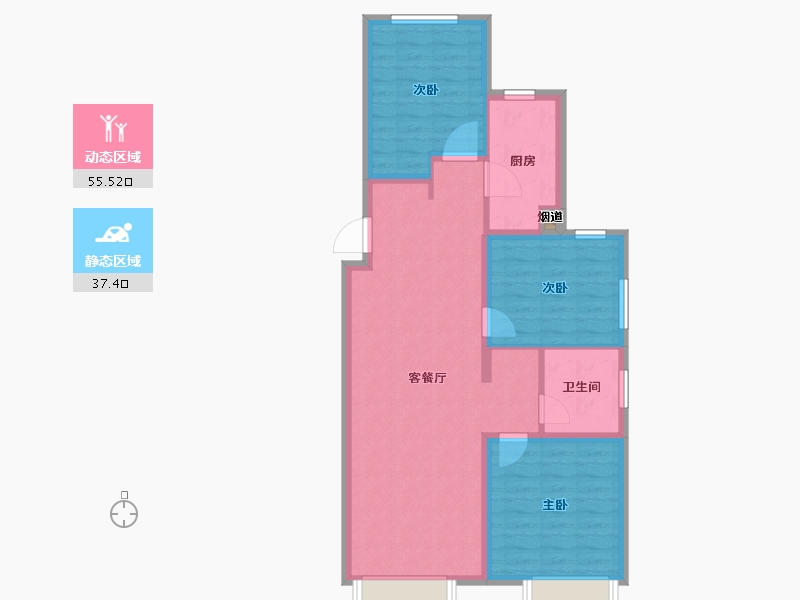 天津-天津市-新城和兴府惠璟花园11号楼建面105m²-83.87-户型库-动静分区