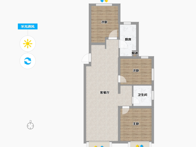 天津-天津市-新城和兴府惠璟花园11号楼建面105m²-83.87-户型库-采光通风