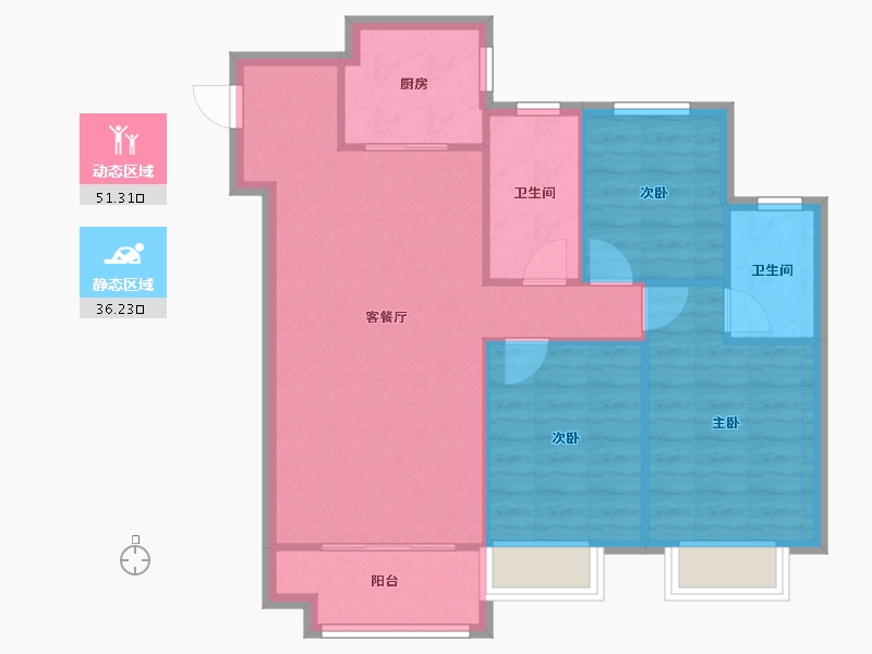 天津-天津市-雅居乐御宾府雅玥7号楼,雅玥10号楼,雅玥11号楼,雅玥12号楼建面115m²-79.67-户型库-动静分区