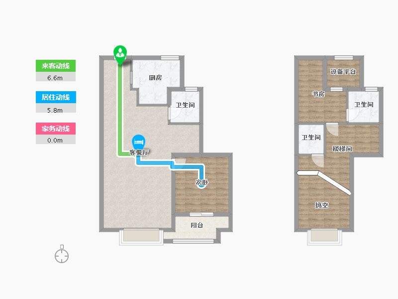 江苏省-苏州市-建发泱誉8,9栋D户型120m²-110.00-户型库-动静线