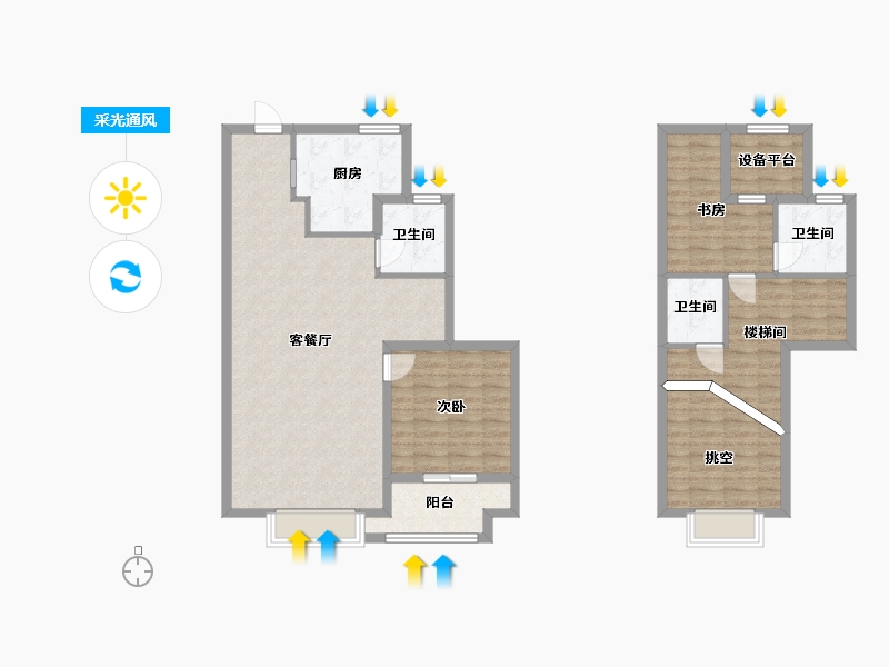 江苏省-苏州市-建发泱誉8,9栋D户型120m²-110.00-户型库-采光通风