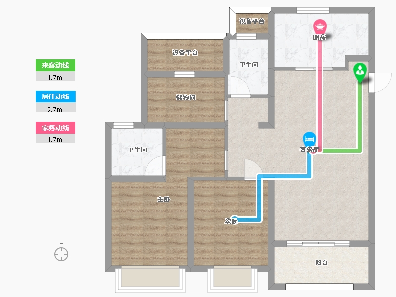 江苏省-苏州市-太仓都会之光花苑3,9,10栋G户型108m²-91.01-户型库-动静线