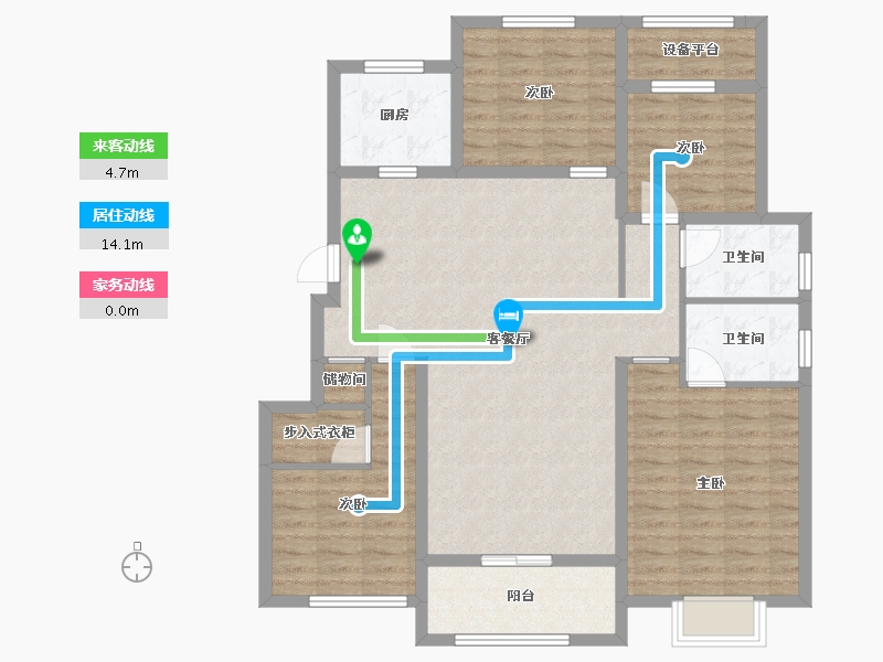 江苏省-苏州市-伴湖雅苑3,8栋136㎡-111.60-户型库-动静线