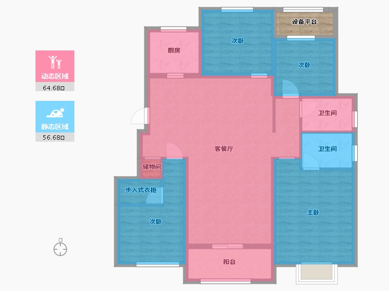 江苏省-苏州市-伴湖雅苑3,8栋136㎡-111.60-户型库-动静分区