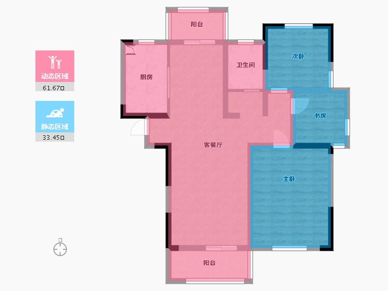 江苏省-苏州市-廊桥嘉苑E2户型105m²-83.78-户型库-动静分区