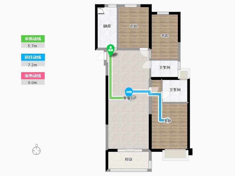 江苏省-苏州市-珠江御景花园C户型126m²-100.58-户型库-动静线