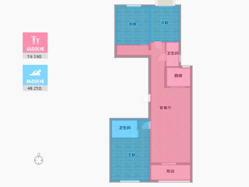 江苏省-苏州市-睿怡庭7,8,9栋B户型120m²-96.20-户型库-动静分区