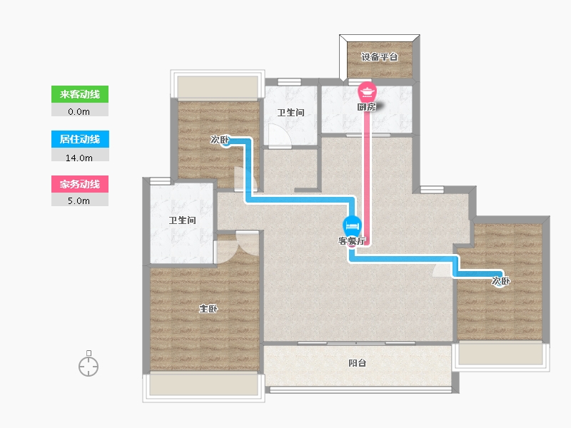 江苏省-苏州市-滨河四季云庭17,14栋128㎡-105.13-户型库-动静线