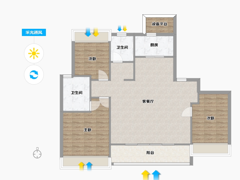 江苏省-苏州市-滨河四季云庭17,14栋128㎡-105.13-户型库-采光通风