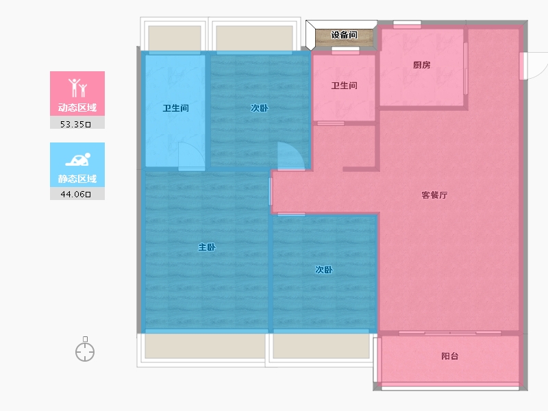 江苏省-苏州市-滨河四季云庭21,19栋112㎡-90.05-户型库-动静分区