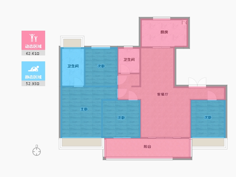 江苏省-苏州市-中南春风南岸迎光7幢133㎡-105.46-户型库-动静分区