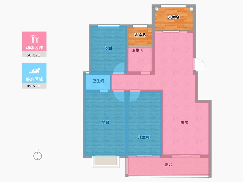 河南省-鹤壁市-浚县阳光花园-103.91-户型库-动静分区