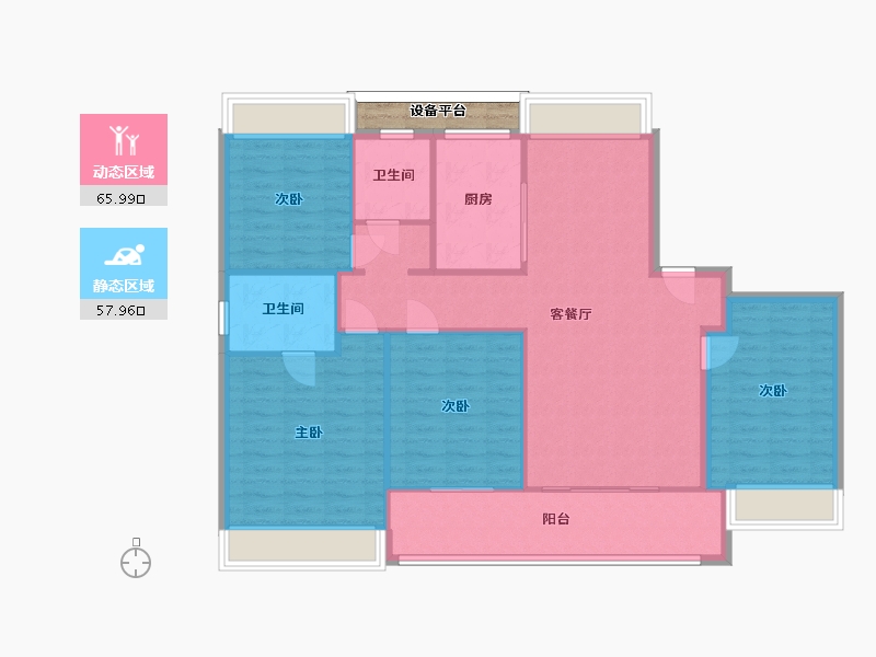 江苏省-苏州市-滨河四季云庭17,16,15栋140㎡-115.97-户型库-动静分区