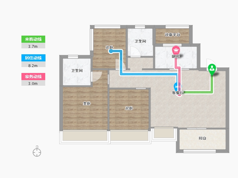 江苏省-苏州市-首开棠前如苑3幢,7幢,9幢99㎡-81.88-户型库-动静线