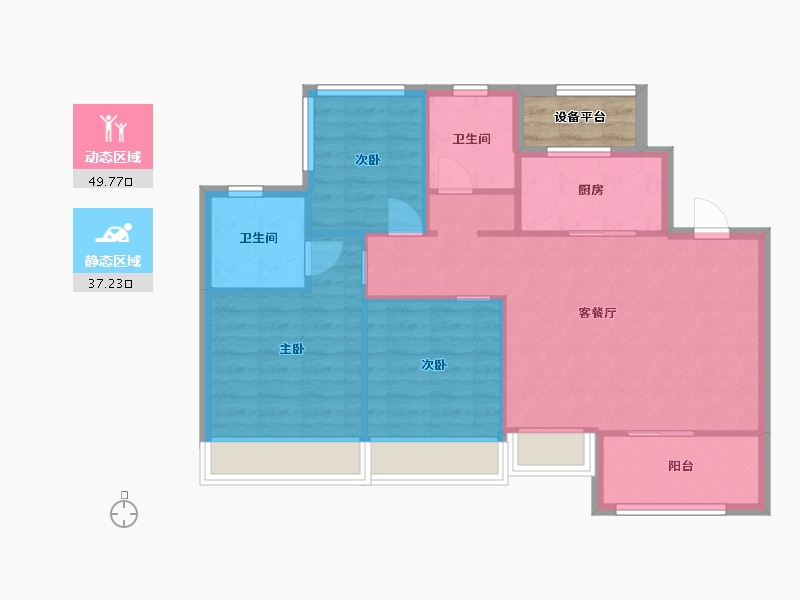 江苏省-苏州市-首开棠前如苑3幢,7幢,9幢99㎡-81.88-户型库-动静分区