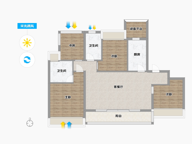 江苏省-苏州市-首开棠前如苑8幢,12幢125㎡-103.83-户型库-采光通风