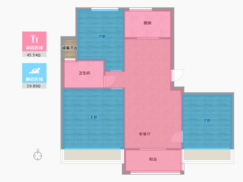 江苏省-苏州市-苏悦湾5,9,11栋98㎡-78.87-户型库-动静分区