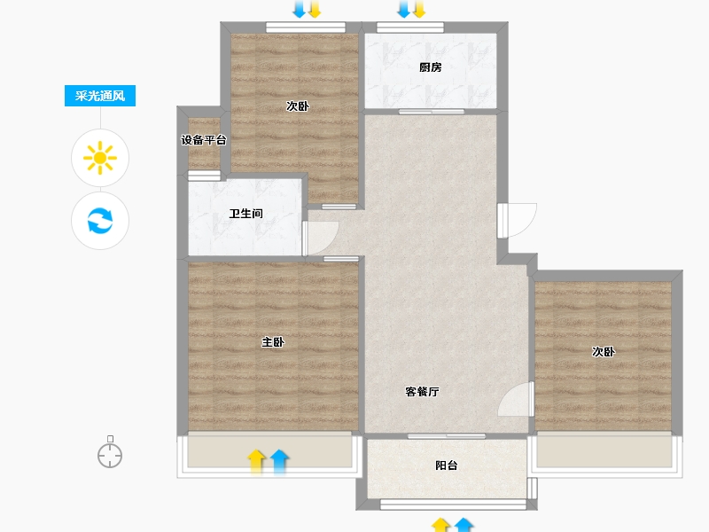 江苏省-苏州市-苏悦湾5,9,11栋98㎡-78.87-户型库-采光通风