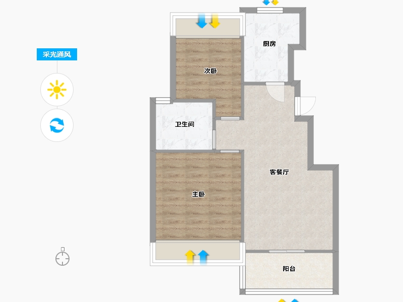 江苏省-苏州市-苏悦湾1,2栋76㎡-60.76-户型库-采光通风