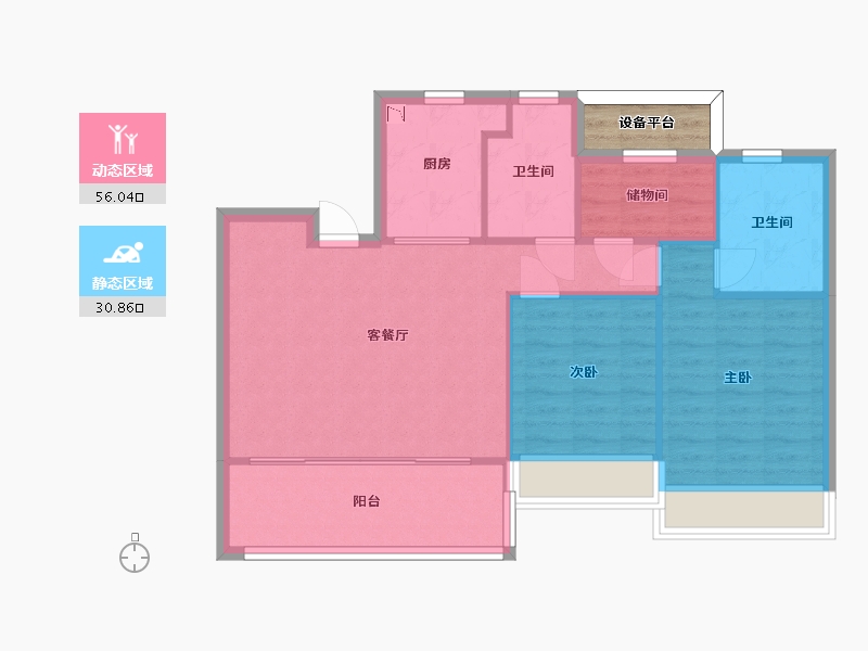 江苏省-苏州市-中南春风南岸风和1幢,3幢,6幢99㎡-81.40-户型库-动静分区