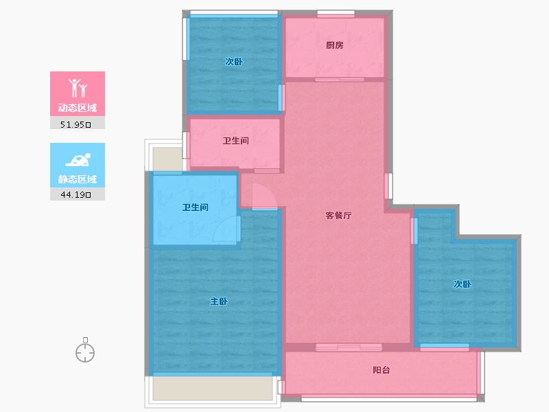 江苏省-苏州市-首开棠前如苑10幢107㎡-85.89-户型库-动静分区