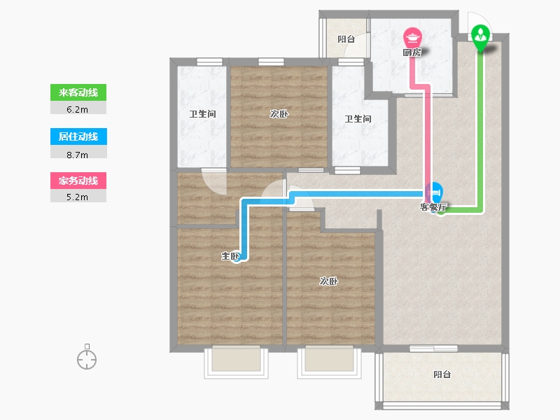 江苏省-苏州市-太仓恒大文化旅游城1栋125㎡-100.00-户型库-动静线