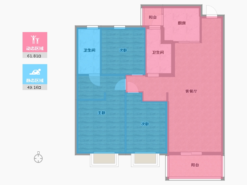 江苏省-苏州市-太仓恒大文化旅游城1栋125㎡-100.00-户型库-动静分区