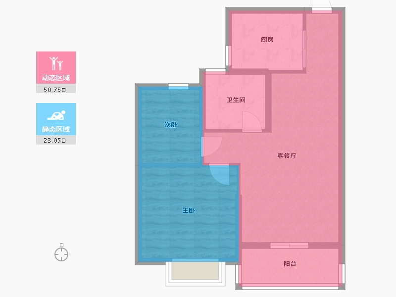 江苏省-苏州市-太仓恒大文化旅游城82㎡-66.02-户型库-动静分区