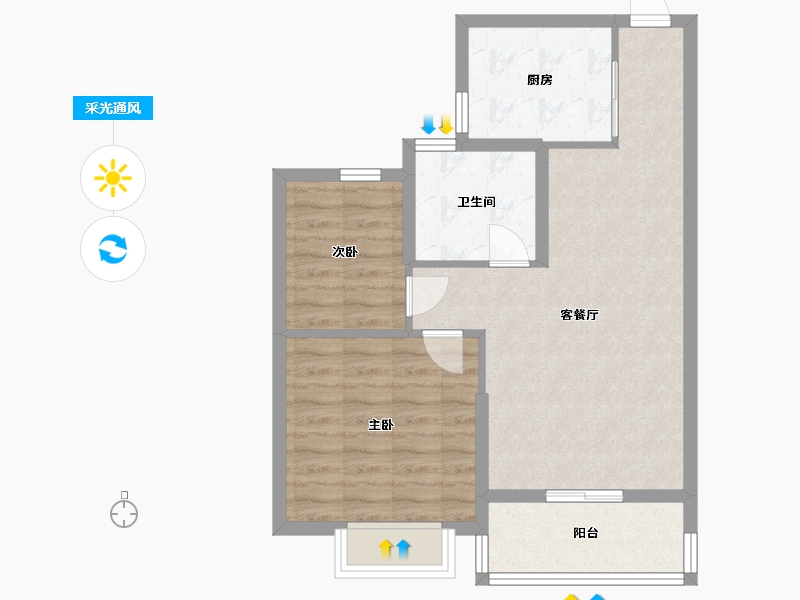 江苏省-苏州市-太仓恒大文化旅游城82㎡-66.02-户型库-采光通风