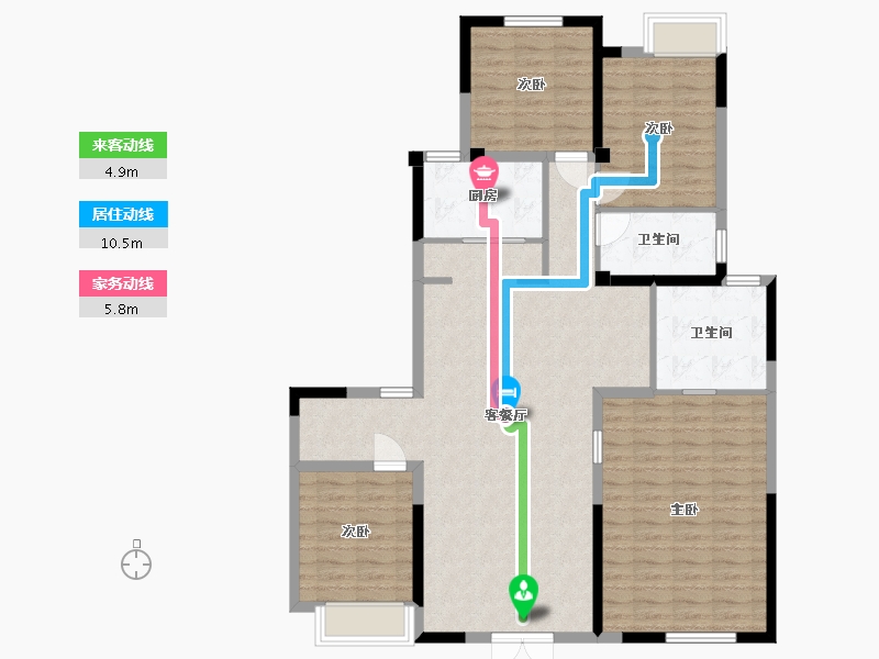 江苏省-苏州市-熙岸原著洋房7,8,9,10栋A1-150㎡-119.88-户型库-动静线