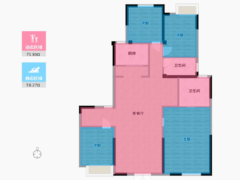 江苏省-苏州市-熙岸原著洋房7,8,9,10栋A1-150㎡-119.88-户型库-动静分区