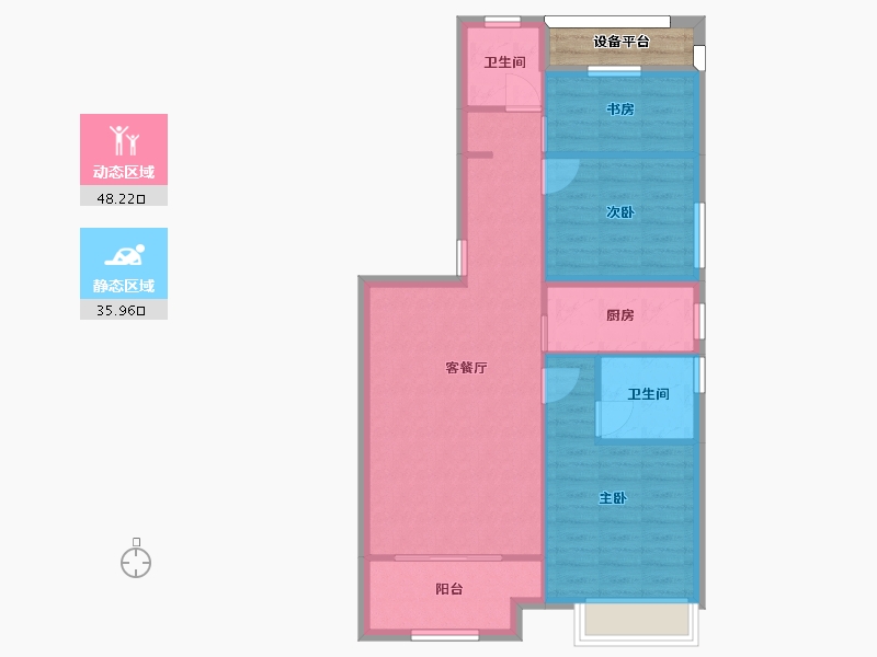 江苏省-苏州市-熙岸原著小高层熙岸1,熙岸2,原著1A2-95㎡-78.82-户型库-动静分区