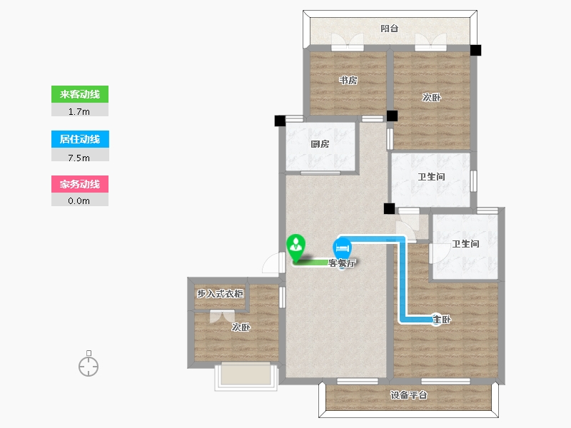 江苏省-苏州市-熙岸原著洋房原著7,原著8栋A4-124㎡-104.85-户型库-动静线