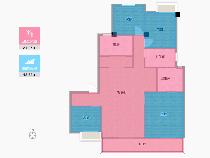 江苏省-苏州市-熙岸原著洋房7,8,9,10栋A2-150㎡-119.68-户型库-动静分区