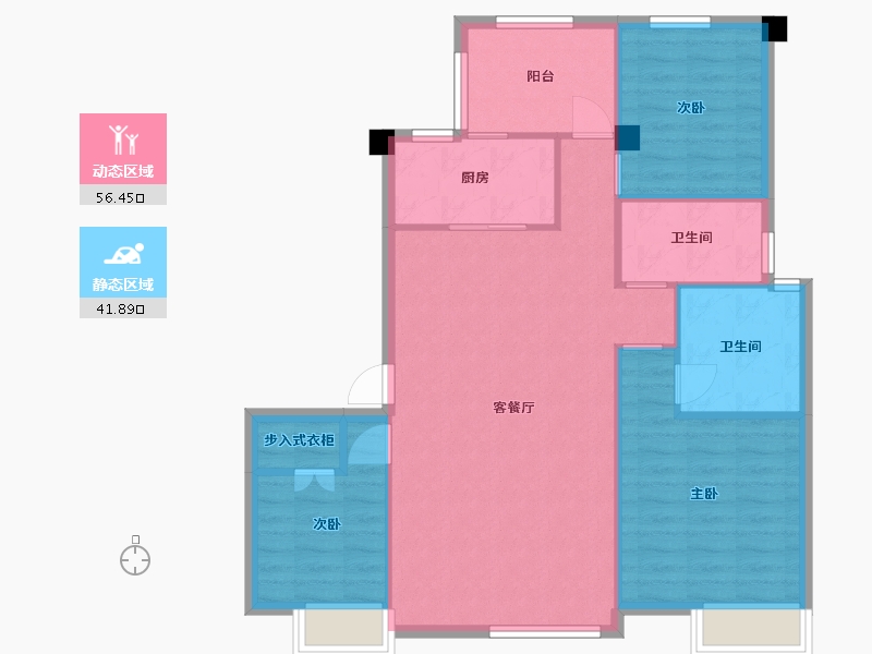 江苏省-苏州市-熙岸原著洋房原著7原著10A5-112㎡-89.60-户型库-动静分区