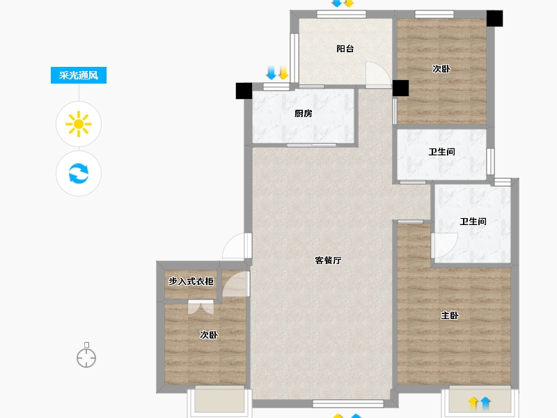 江苏省-苏州市-熙岸原著洋房原著7原著10A5-112㎡-89.60-户型库-采光通风