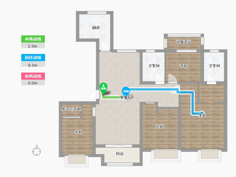 江苏省-苏州市-熙岸原著洋房D-130㎡-107.99-户型库-动静线