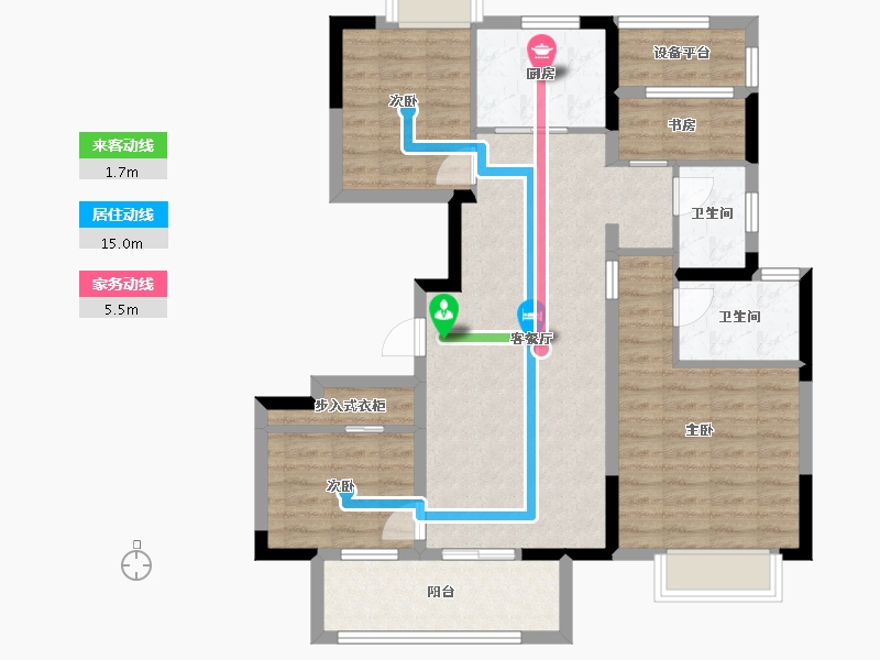 江苏省-苏州市-熙岸原著洋房B2-110㎡-91.06-户型库-动静线