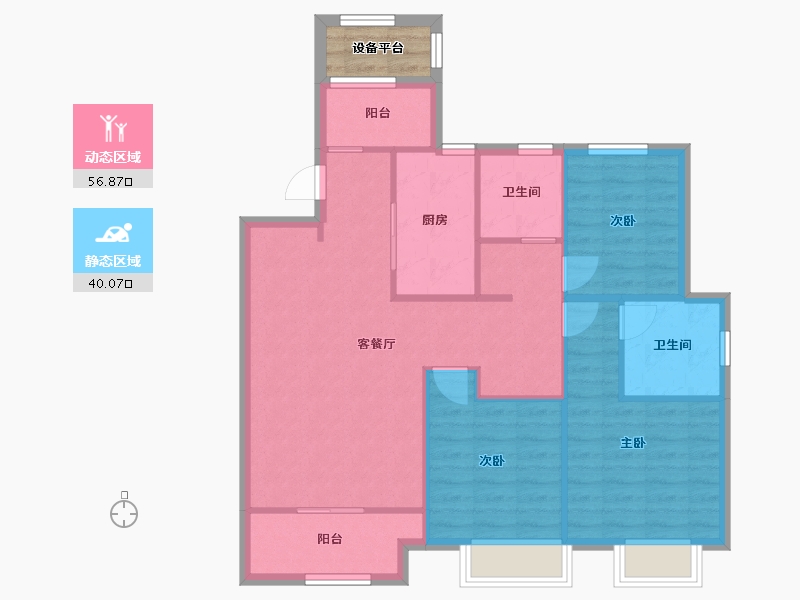 江苏省-苏州市-熙岸原著小高层熙岸1,熙岸2栋,B1-110㎡-90.76-户型库-动静分区