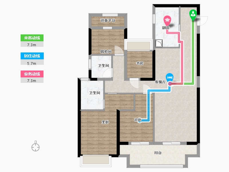 江苏省-苏州市-公馆1790户型135㎡-110.19-户型库-动静线