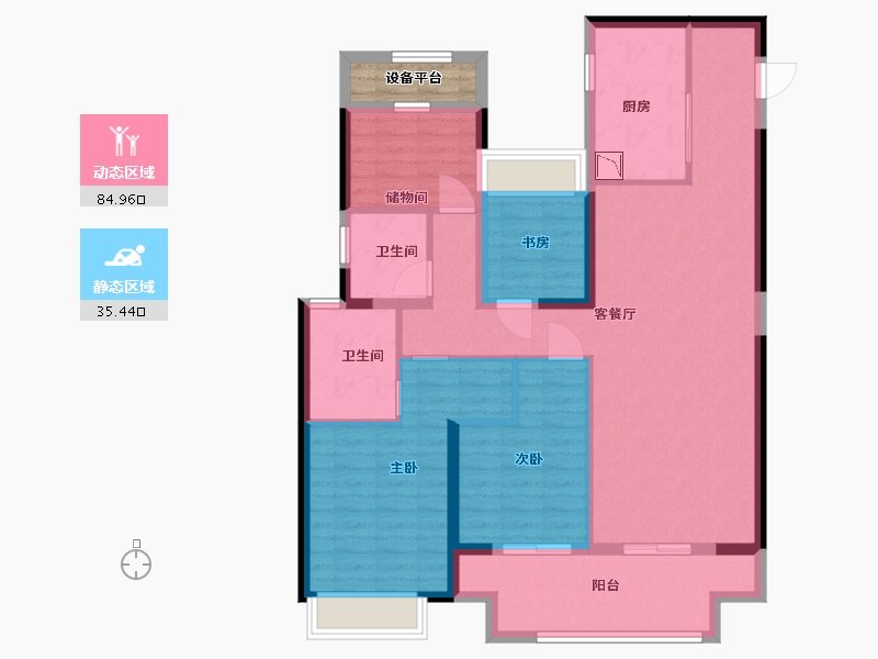 江苏省-苏州市-公馆1790户型135㎡-110.19-户型库-动静分区