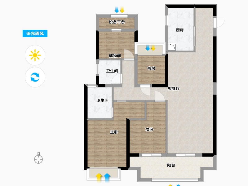 江苏省-苏州市-公馆1790户型135㎡-110.19-户型库-采光通风