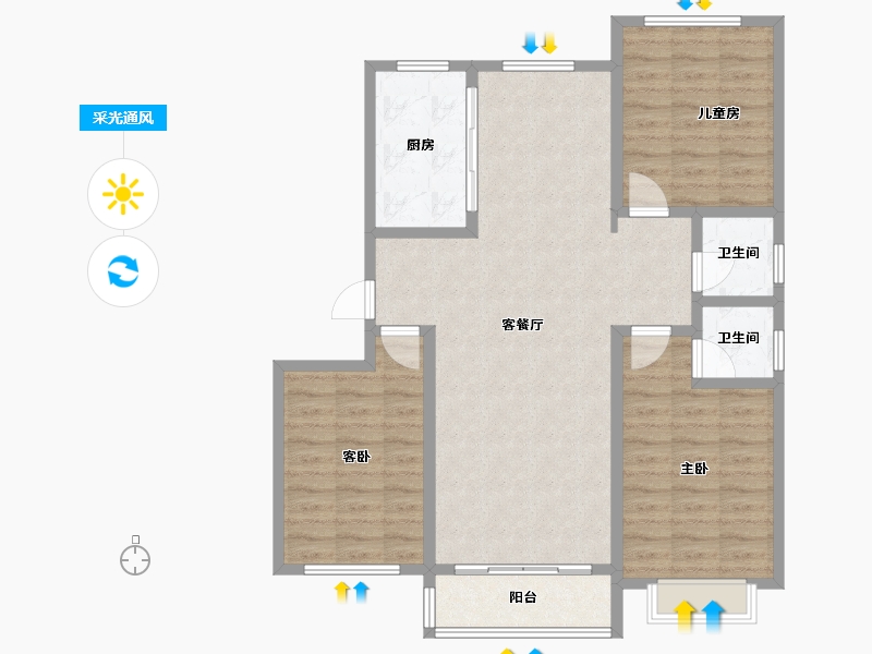 河北省-邢台市-花香丽都小区-92.50-户型库-采光通风