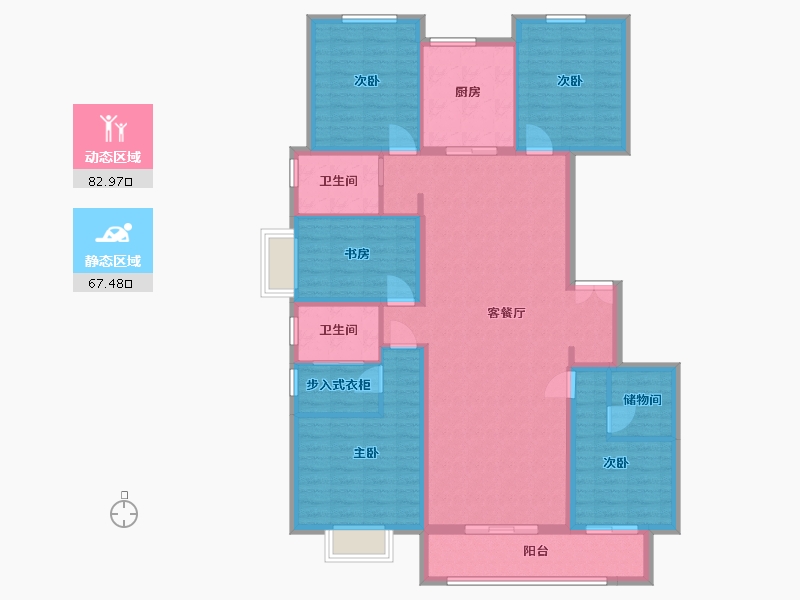 湖南省-长沙市-大汉汉园1号楼A户型179m²-135.80-户型库-动静分区